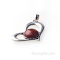 Pendentif coeur jaspe rouge pour colliers faisant